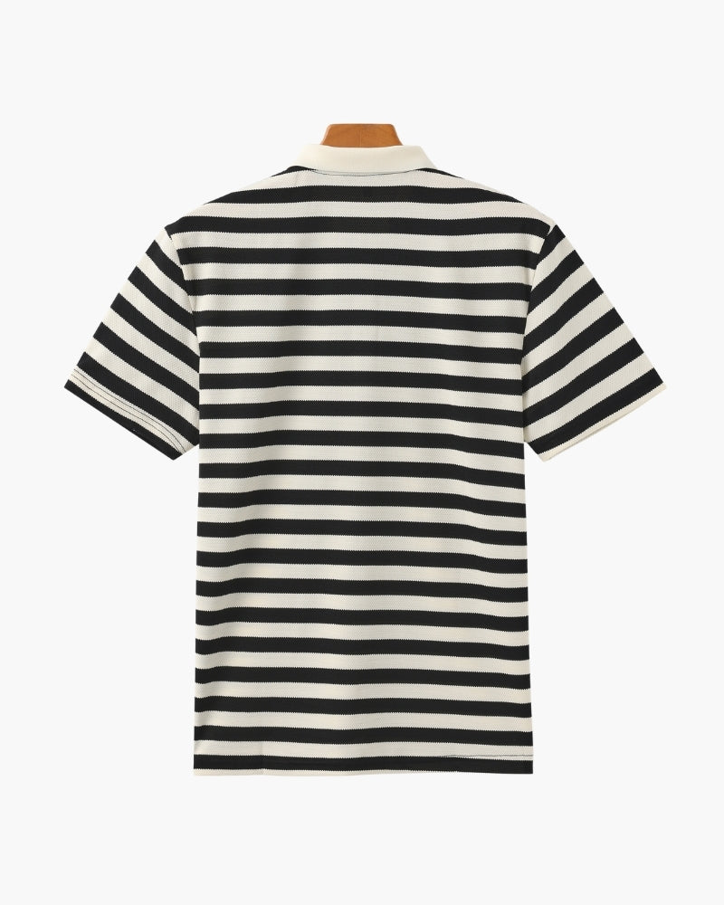 Horizontal Stripe Polo with Contrast Collar