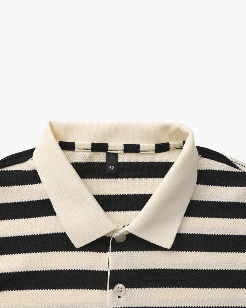 Horizontal Stripe Polo with Contrast Collar