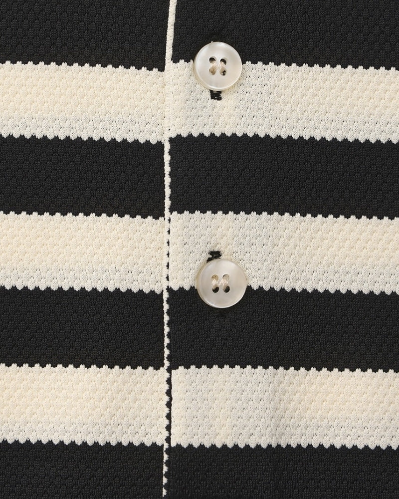 Horizontal Stripe Polo with Contrast Collar