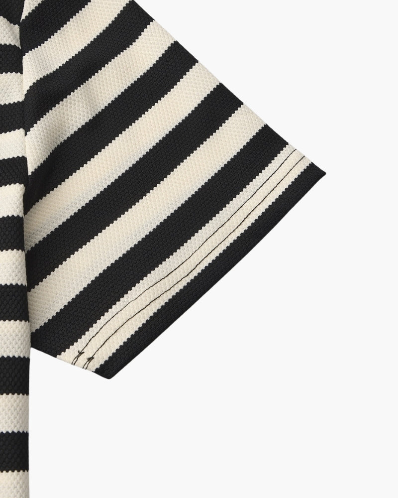 Horizontal Stripe Polo with Contrast Collar