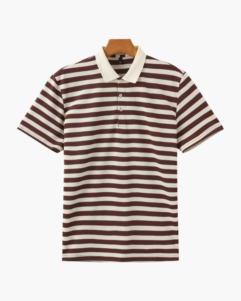 Horizontal Stripe Polo with Contrast Collar