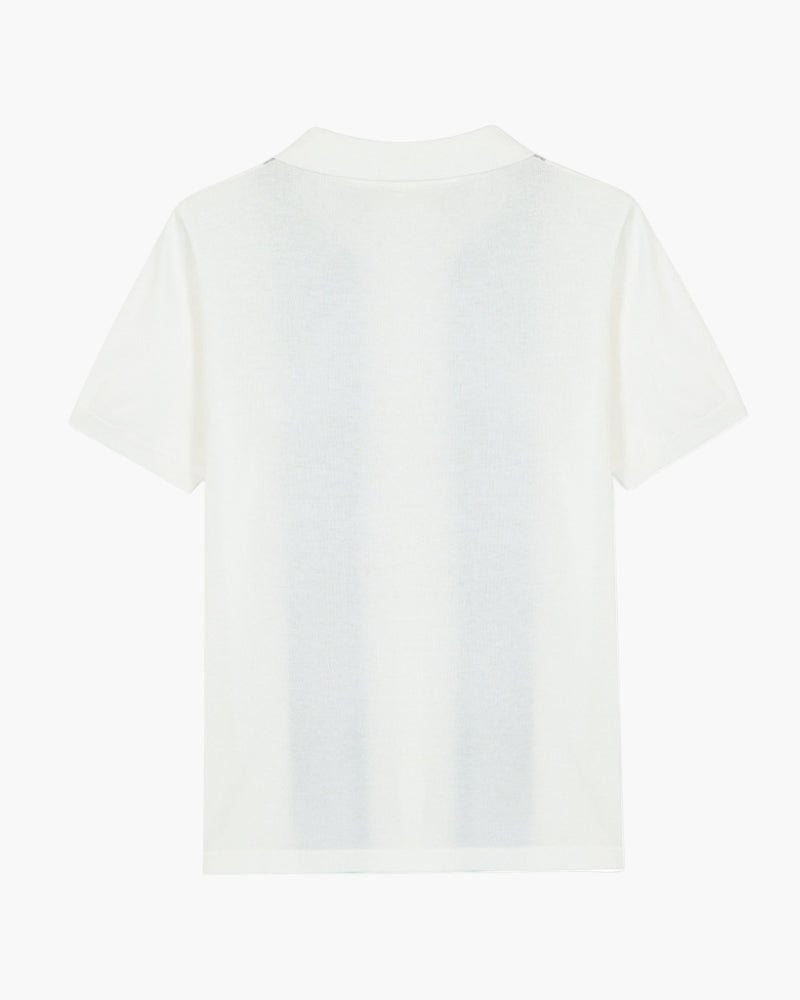Contrast Vertical Stripe Knit Polo