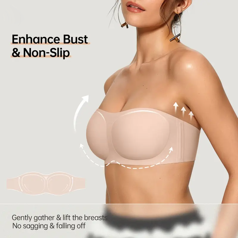 Final 3 Hours: 60%OFF🔥 Womens Strapless Bras Push Up Bandeau Bra