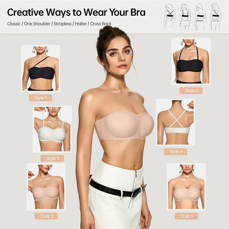 Final 3 Hours: 60%OFF🔥 Womens Strapless Bras Push Up Bandeau Bra