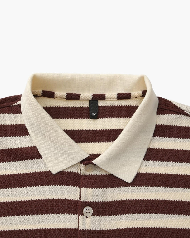 Horizontal Stripe Polo with Contrast Collar