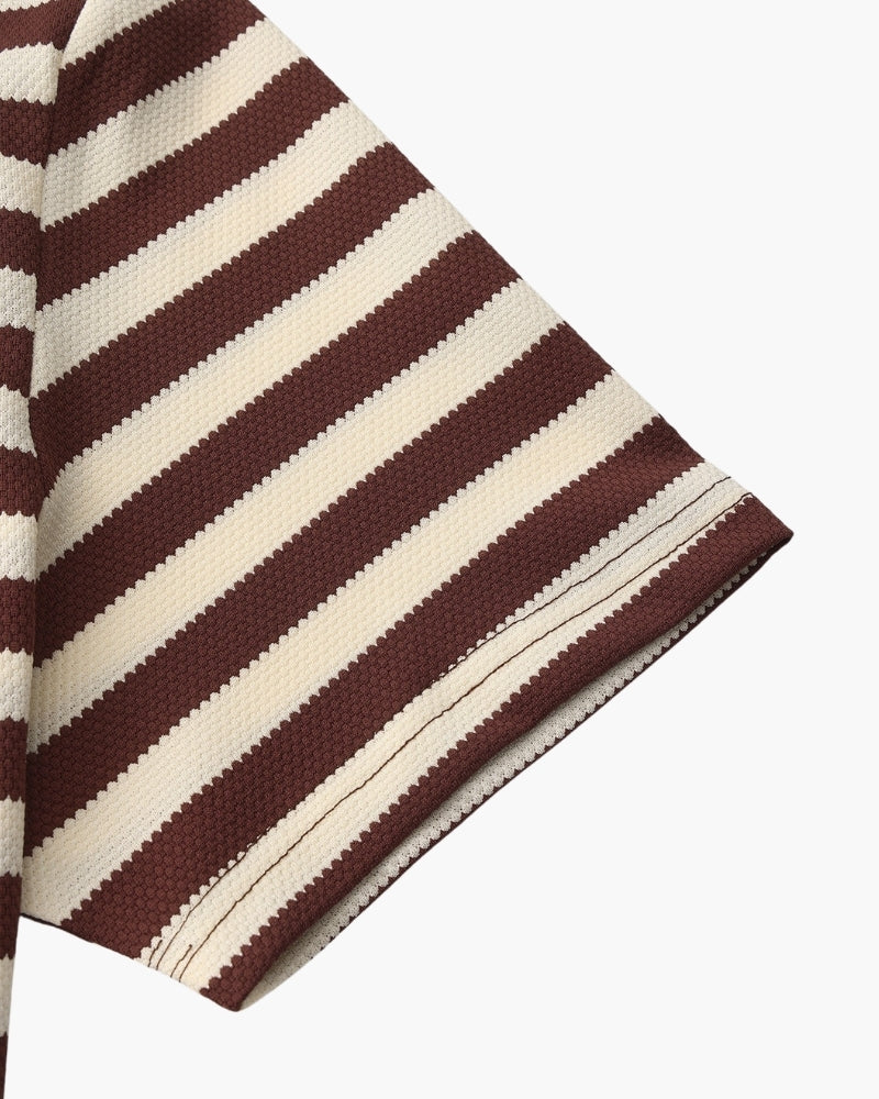 Horizontal Stripe Polo with Contrast Collar