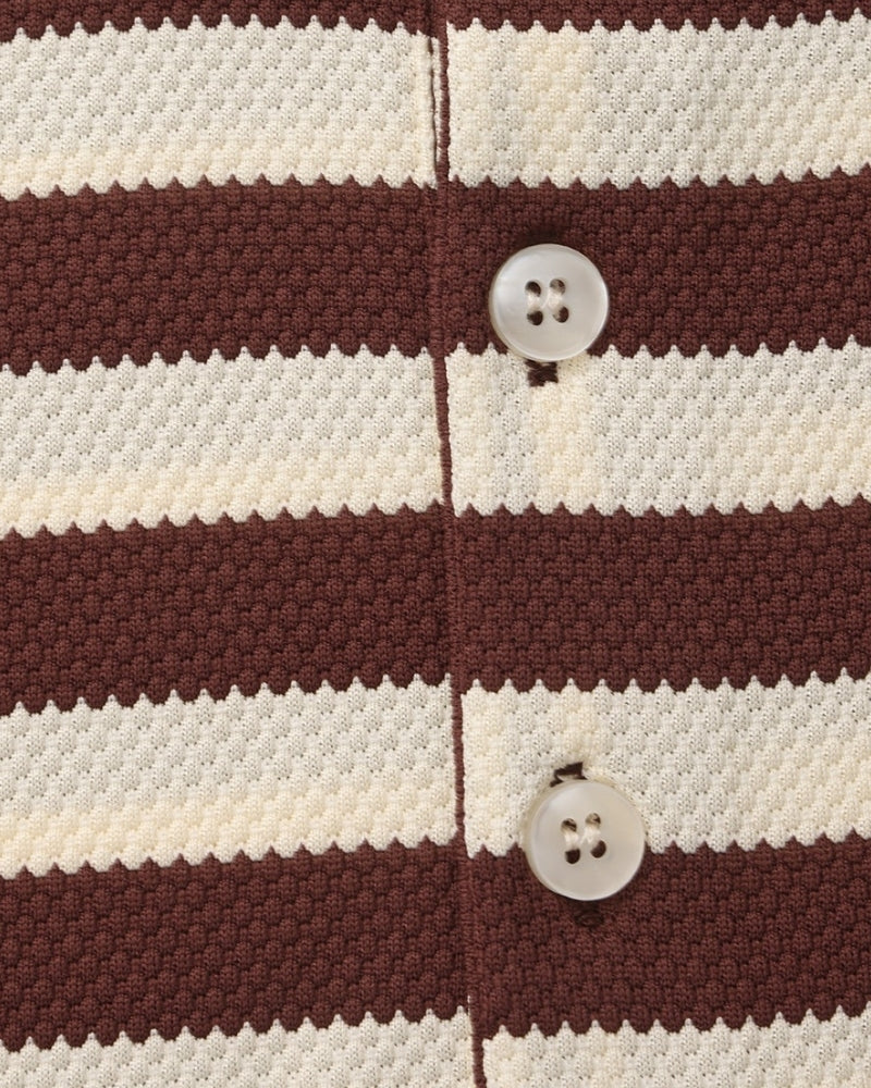 Horizontal Stripe Polo with Contrast Collar