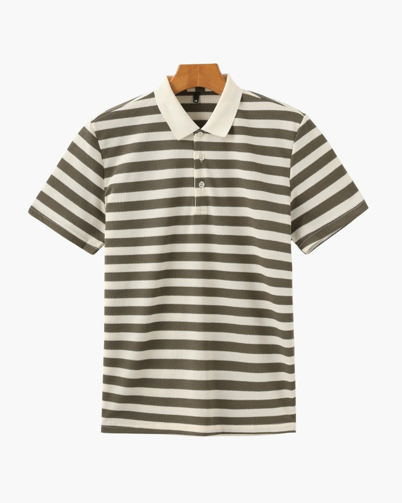 Horizontal Stripe Polo with Contrast Collar
