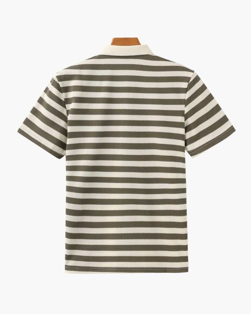 Horizontal Stripe Polo with Contrast Collar
