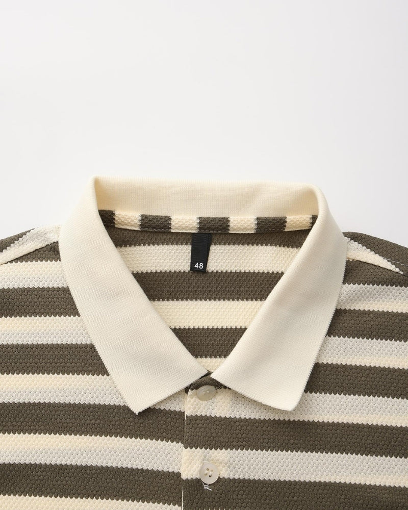 Horizontal Stripe Polo with Contrast Collar