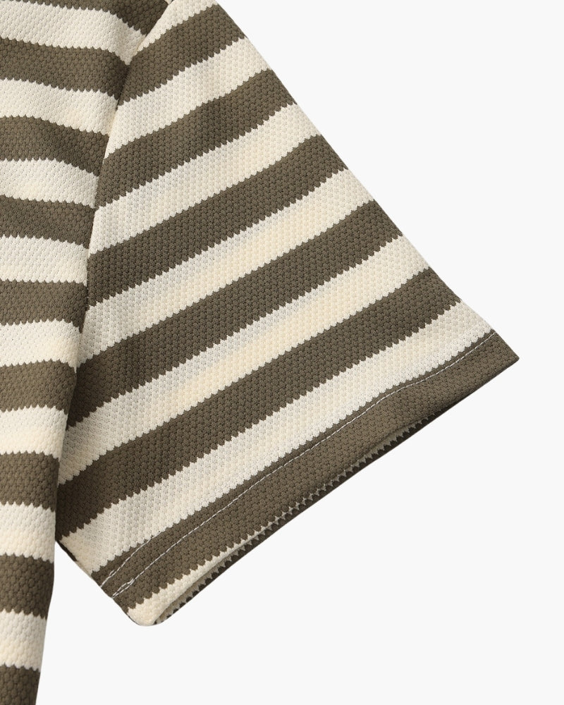 Horizontal Stripe Polo with Contrast Collar