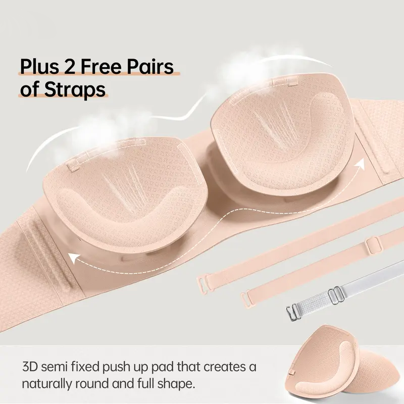 Final 3 Hours: 60%OFF🔥 Womens Strapless Bras Push Up Bandeau Bra