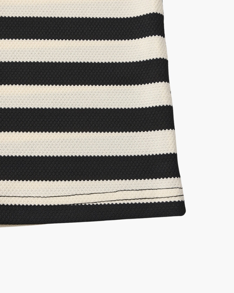 Horizontal Stripe Polo with Contrast Collar