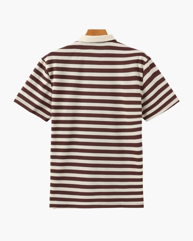 Horizontal Stripe Polo with Contrast Collar