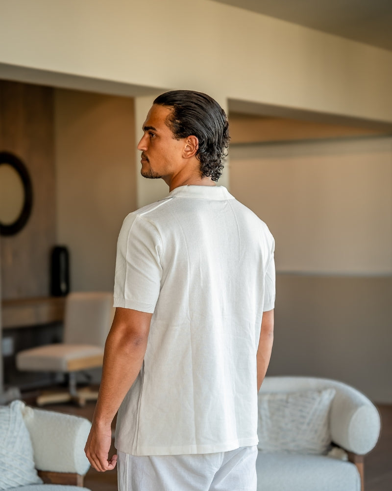 Contrast Vertical Stripe Knit Polo