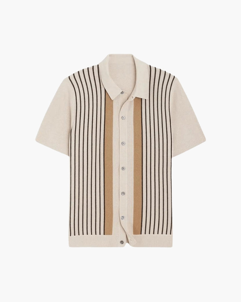 Contrast Vertical Stripe Knit Polo