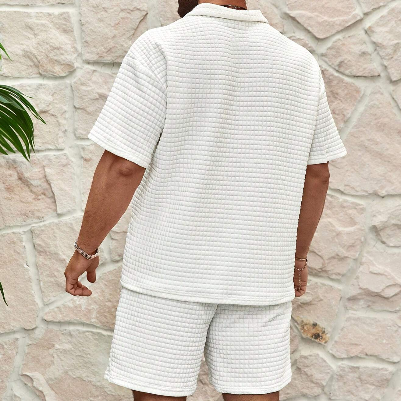 Waffle Zip Polo & Shorts Set